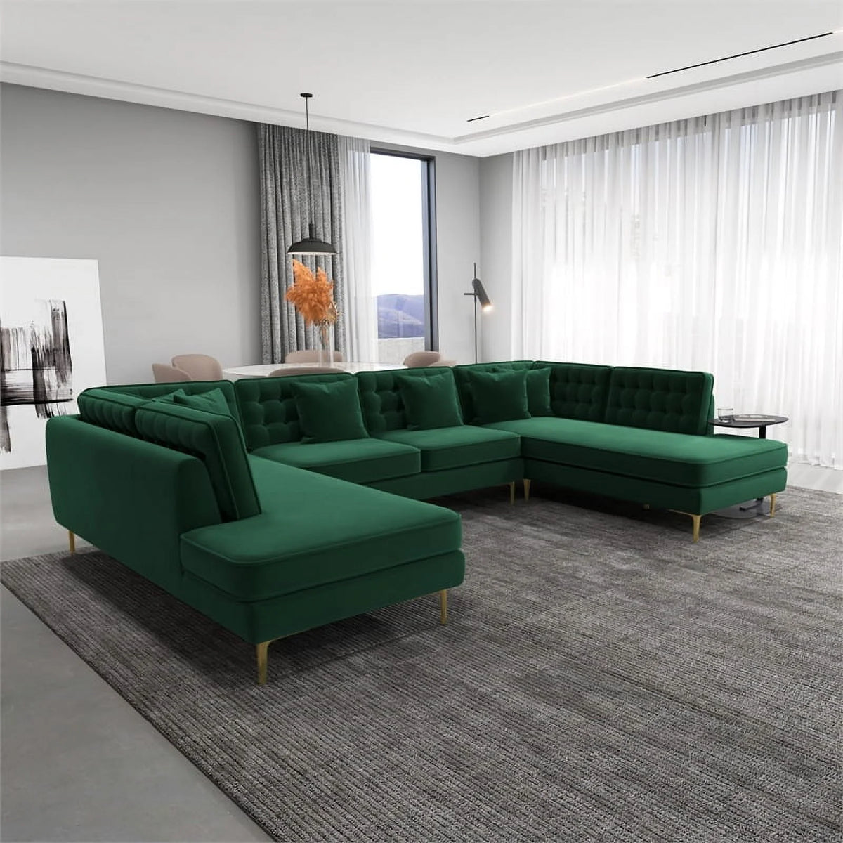 Green Velvet Corner Sectional Couch V5138
