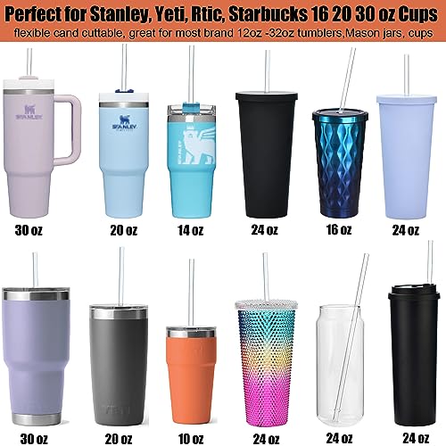 12-Pack Reusable Hard Plastic Clear Straws 10.5 in x 0.3 in with Cleaning Brush I673