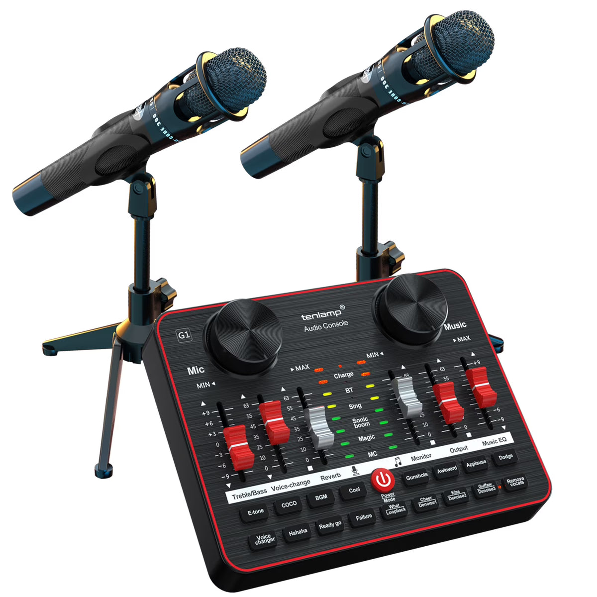Podcast Equipment Bundle with Two Studio Condenser Microphones and Audio Interface Sound Board G5718
