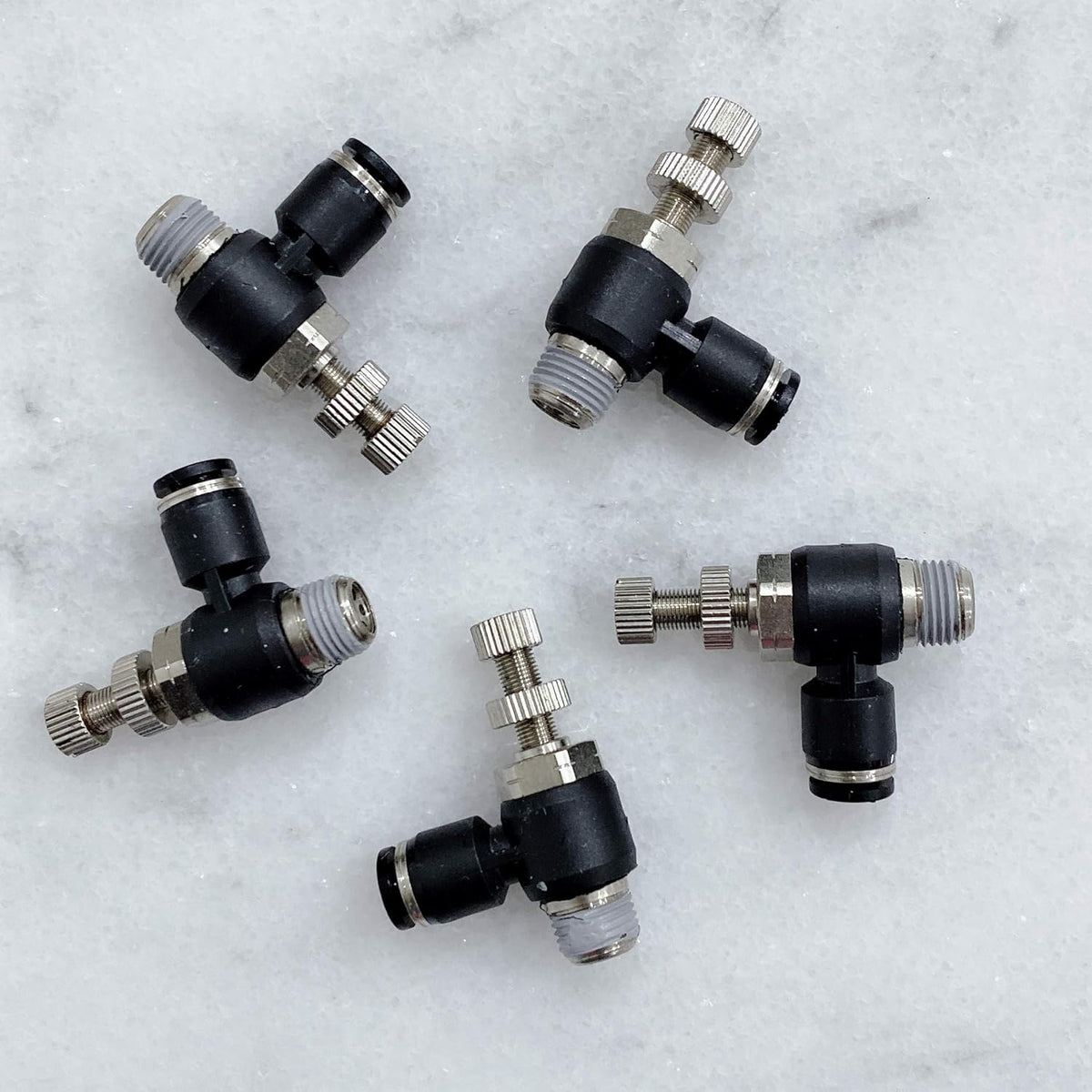 Pneumatic Speed Controller Elbow 1/2 Tube OD x 1/2 NPT Thread Air Push to Connect Fittings (Pack of 5) Q43006