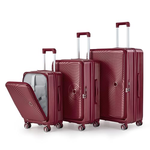 3 Piece Expandable PC Hard Shell Luggage Set with Spinner Wheels J356191