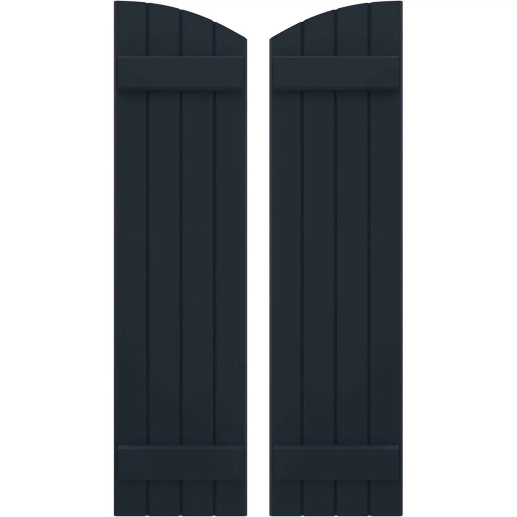 14"W x 58"H Real Wood Board-n-Batten Shutters with Elliptical Top, Starless Night Blue P919855