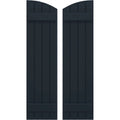 14"W x 58"H Real Wood Board-n-Batten Shutters with Elliptical Top, Starless Night Blue P919855