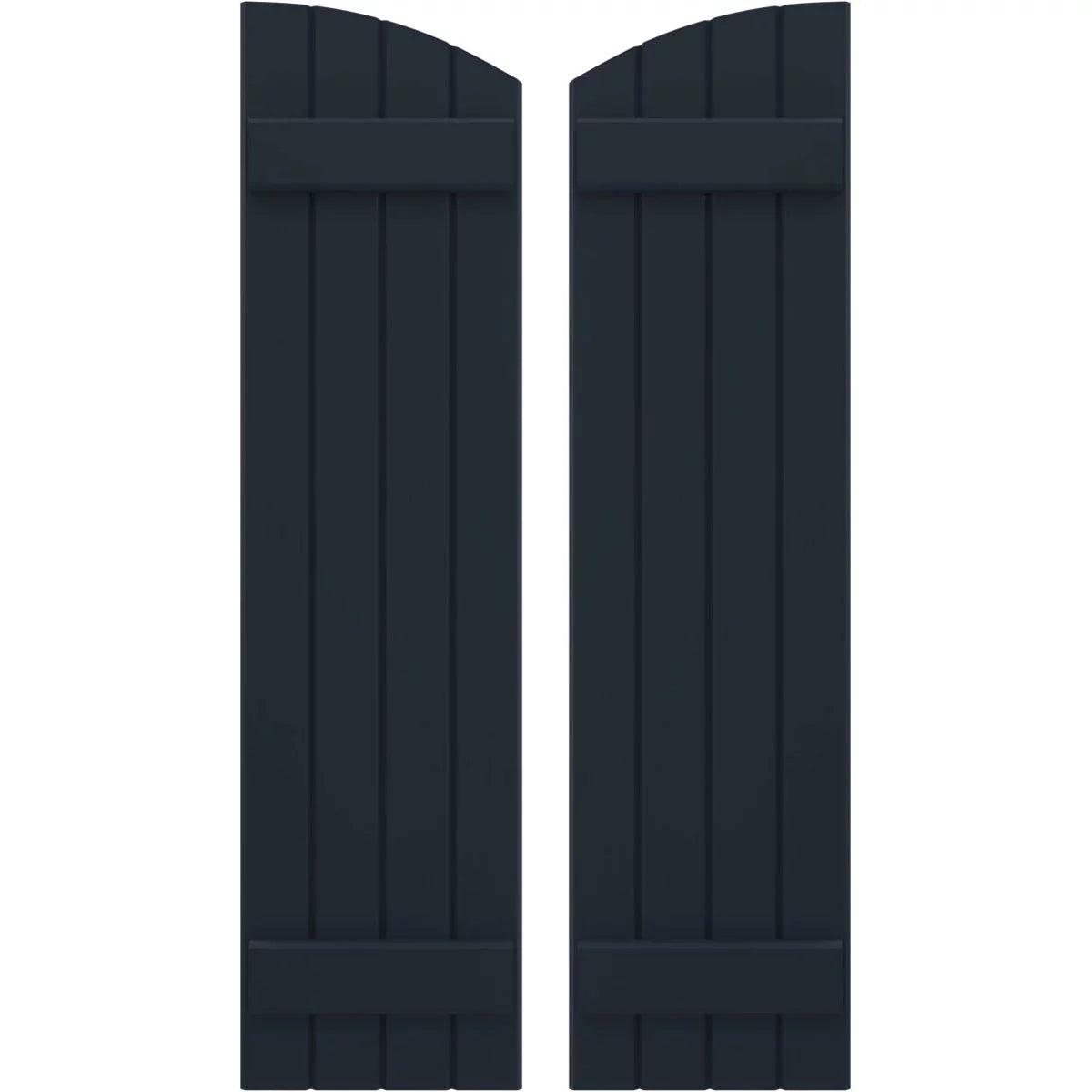 14"W x 58"H Real Wood Board-n-Batten Shutters with Elliptical Top, Starless Night Blue P919855