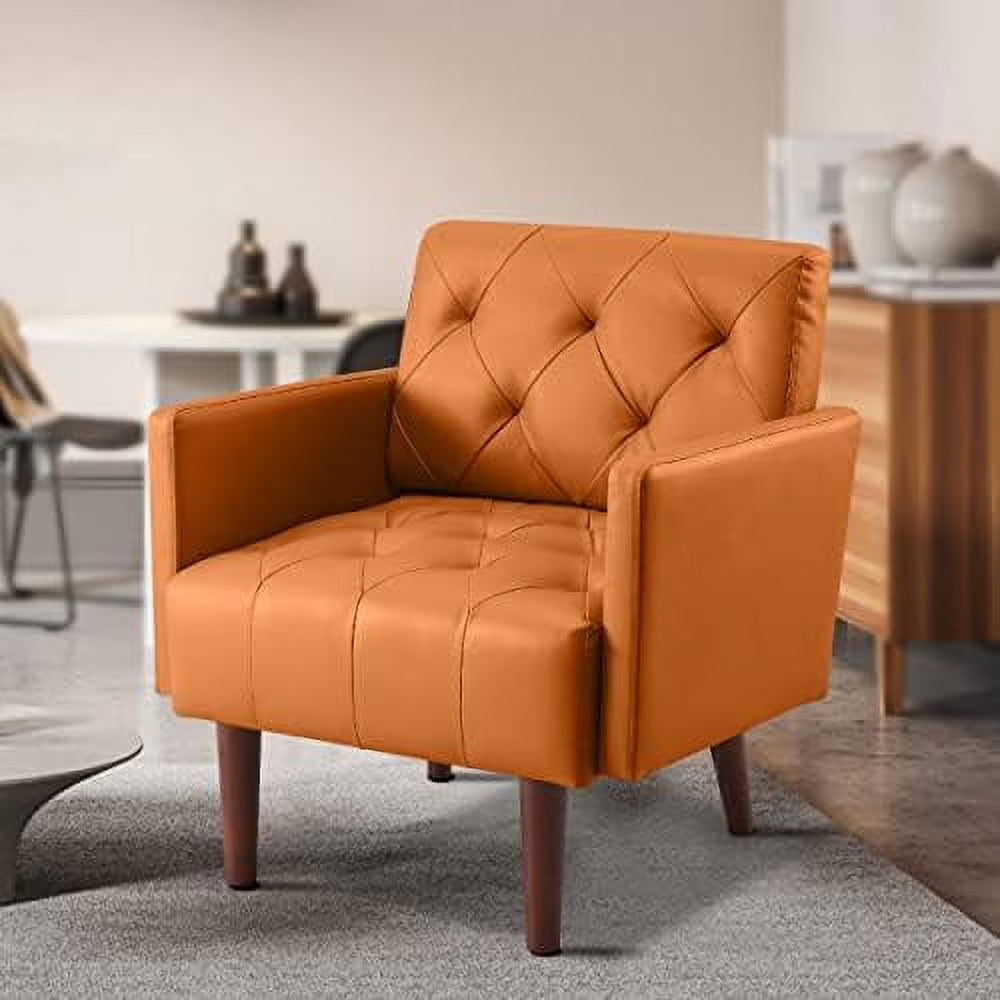 Faux Leather Tufted Accent Chair V407