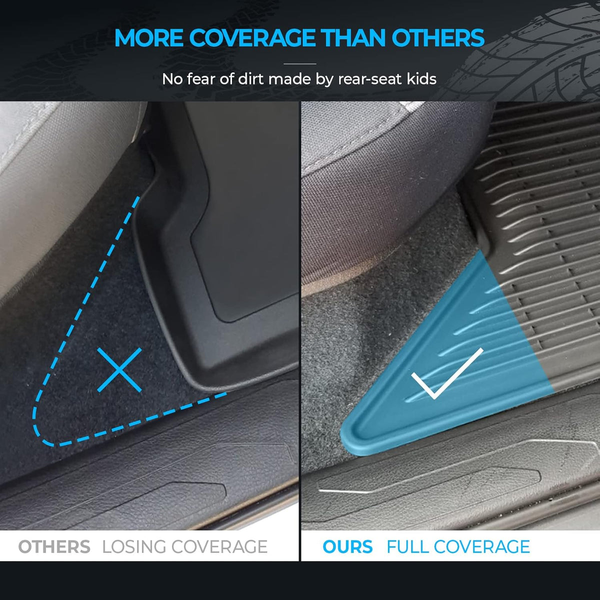 Black All-Weather Heavy Duty TPE Rubber Floor Mats Liners H626809