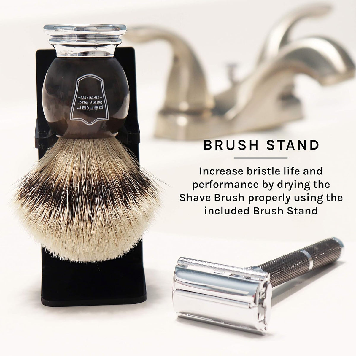 Silvertip Badger Shaving Brush with Stand, Pack of 2 E2142