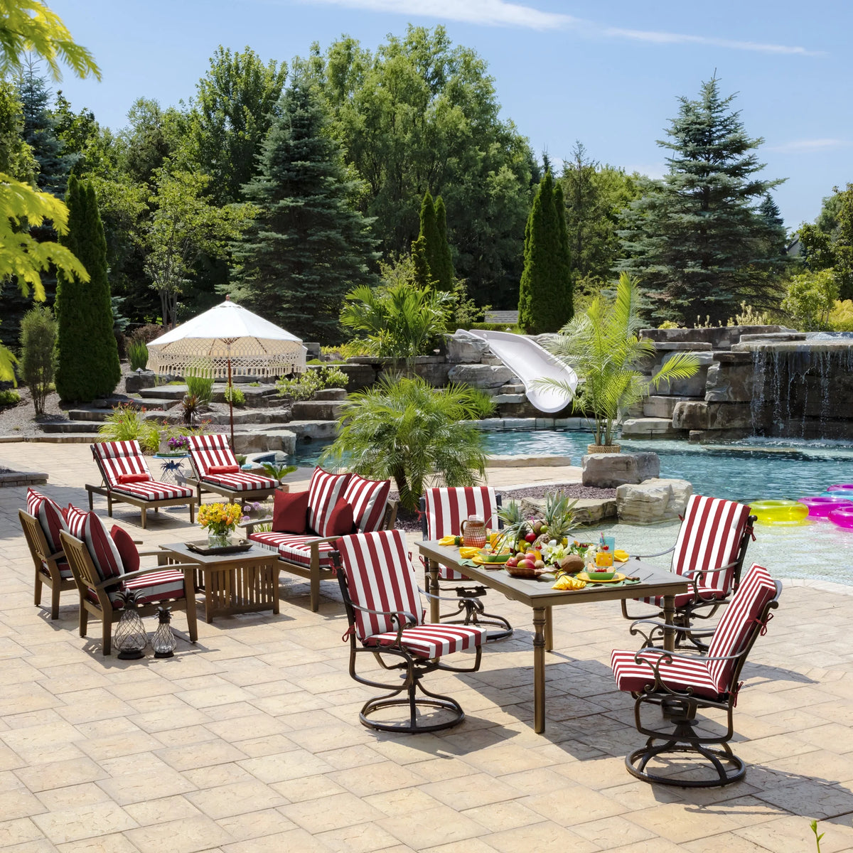 Black Cabana Stripe Outdoor Chaise Lounge Cushion F318411