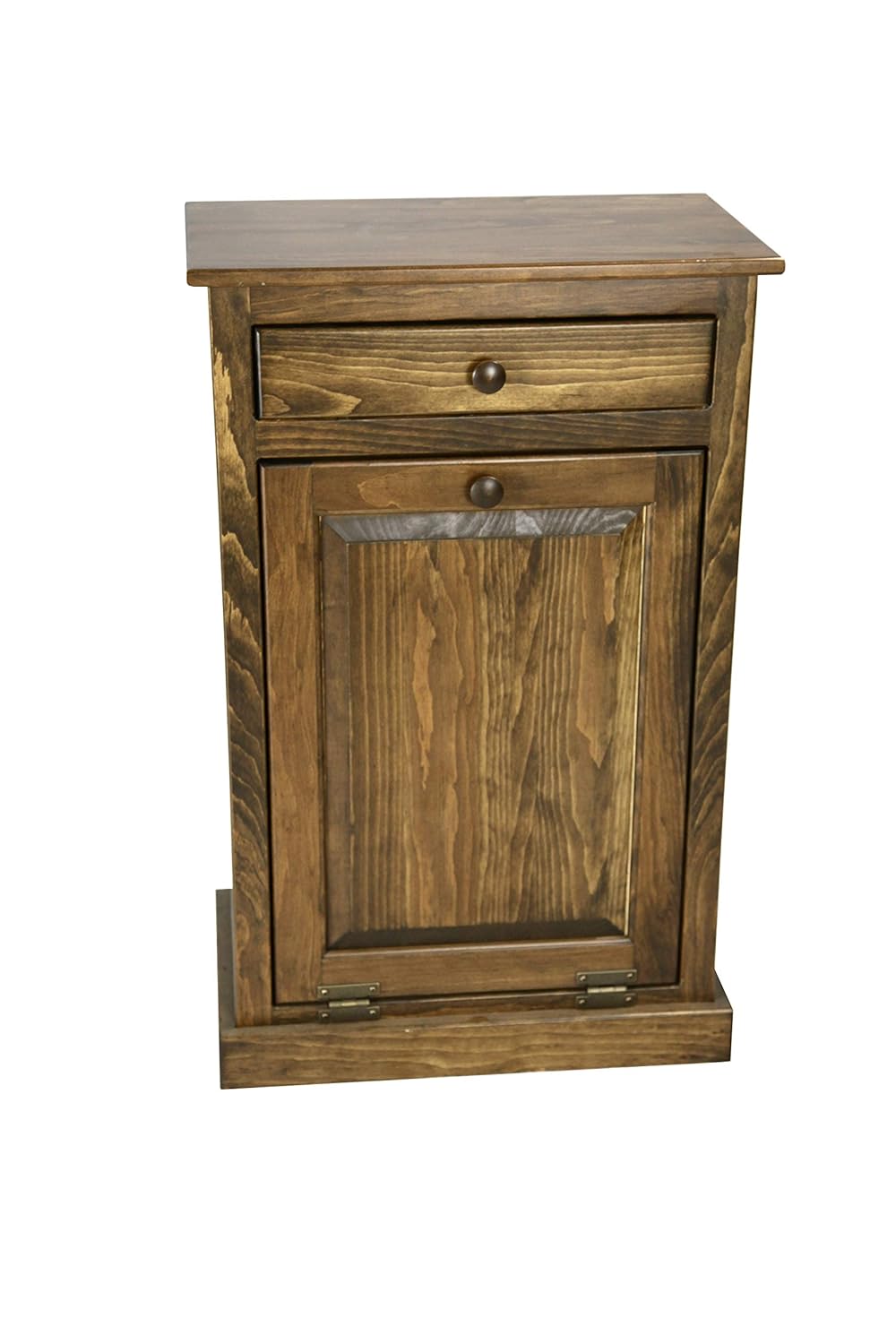 Trash Bin Cabinet with Drawer, Solid Wood, Pewter F764986