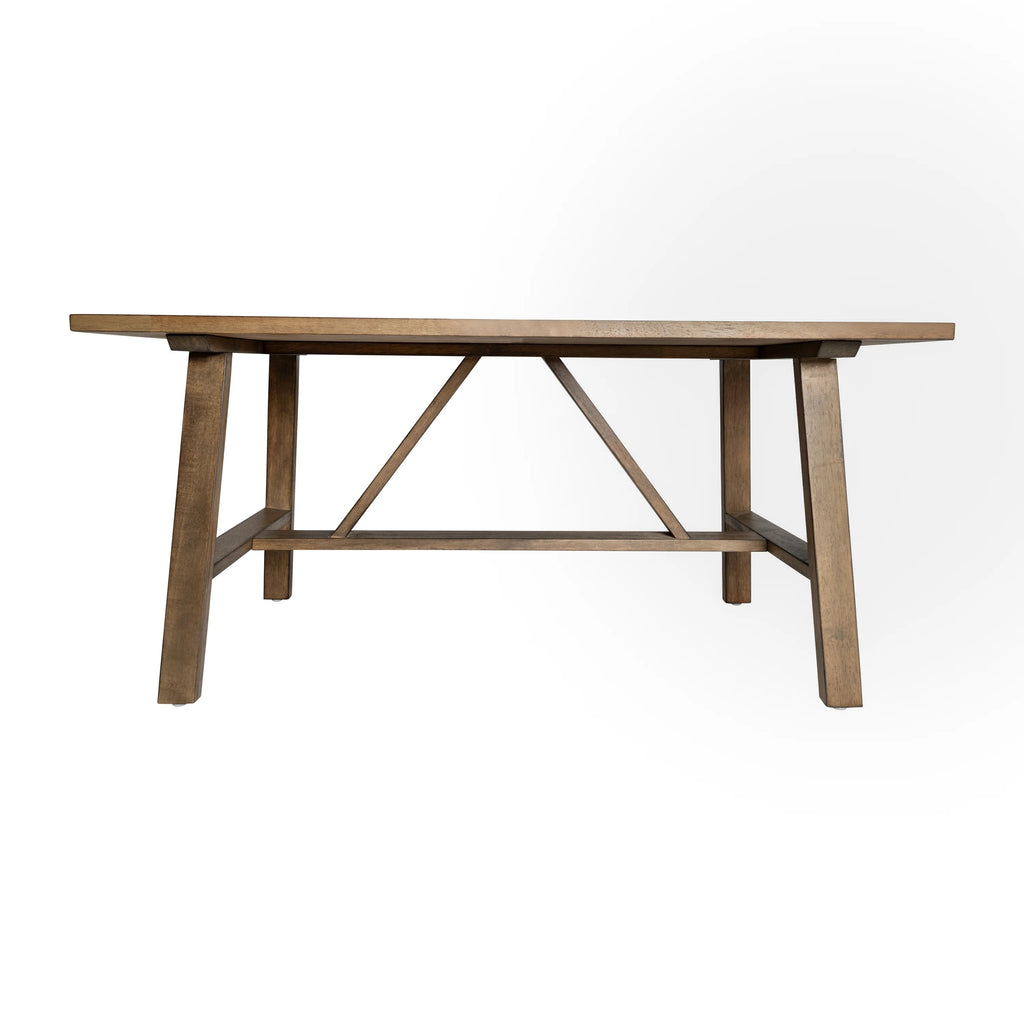 Solid Wood Farmhouse Coffee Table in Rustic Brown C11419