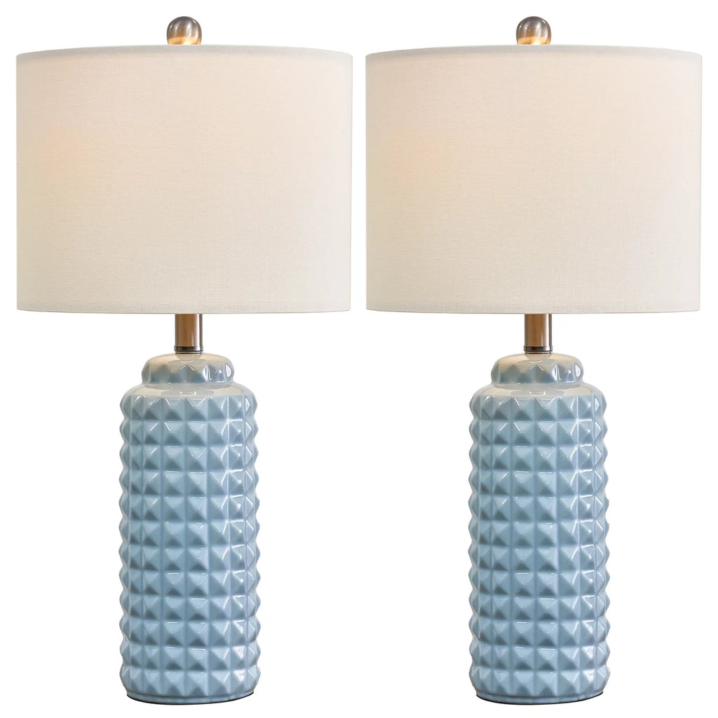 Light Blue 24.5" Ceramic Table Lamp Set of 2 Z18752