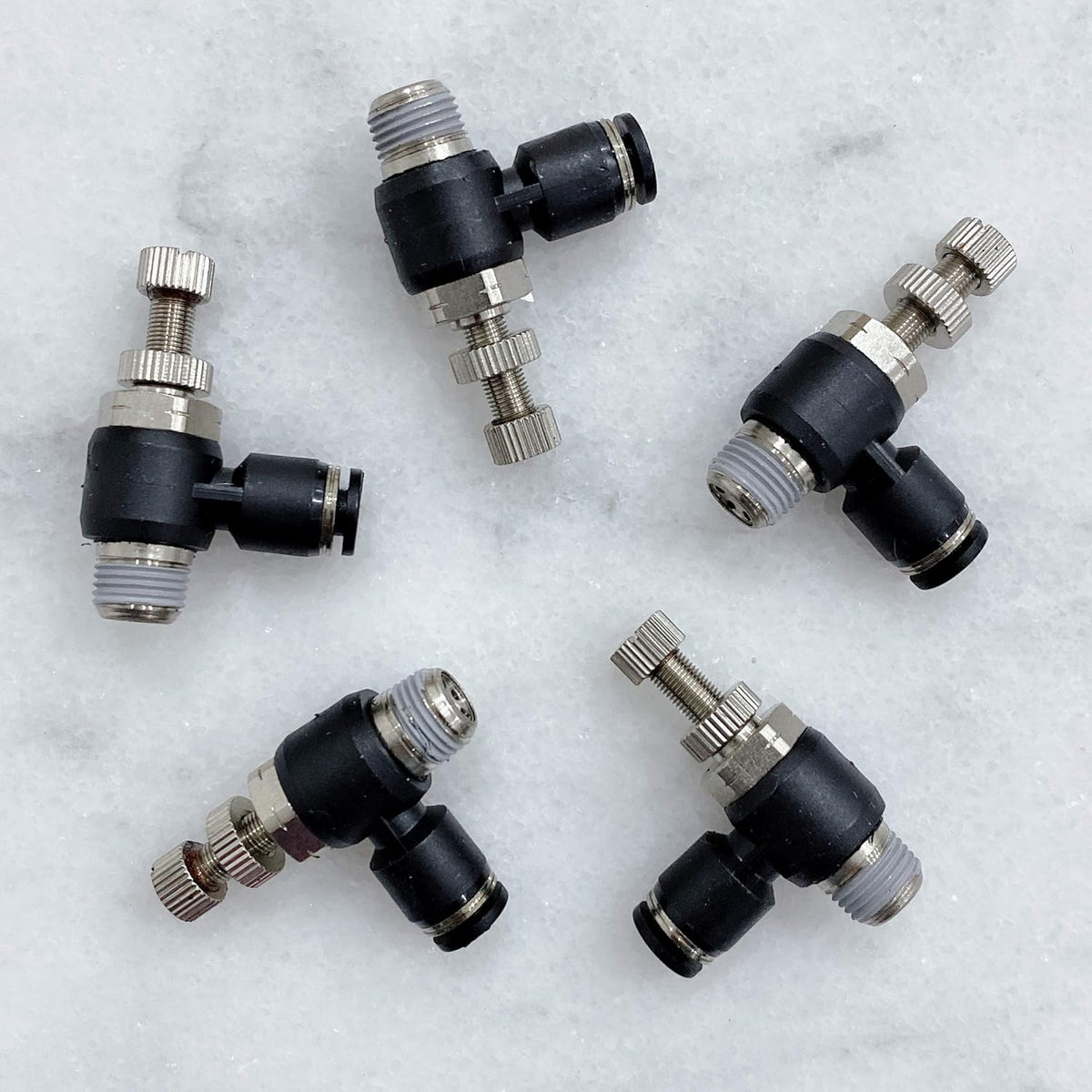 Pneumatic Speed Controller Elbow 1/2 Tube OD x 1/2 NPT Thread Air Push to Connect Fittings (Pack of 5) Q43006