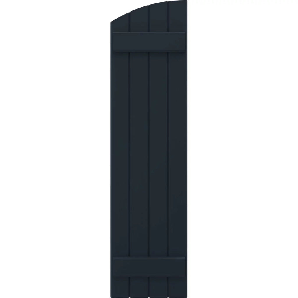 14"W x 58"H Real Wood Board-n-Batten Shutters with Elliptical Top, Starless Night Blue P919855