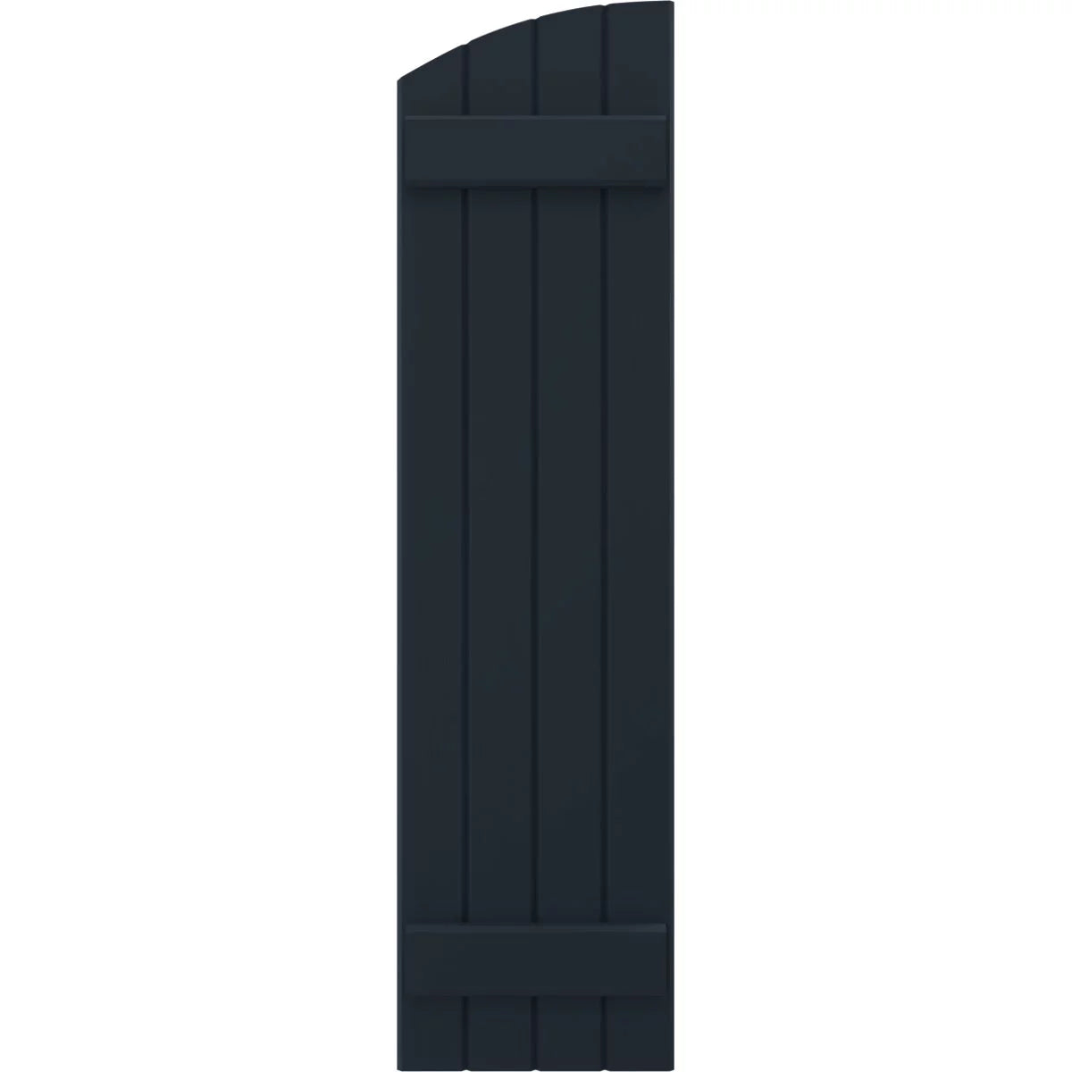 14"W x 58"H Real Wood Board-n-Batten Shutters with Elliptical Top, Starless Night Blue P919855