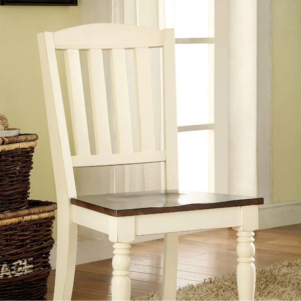 White and Dark Oak Finish Set of 2 Side Chair F8502
