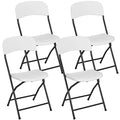 White Plastic Folding Chairs Set of 4 with Metal Frame H79288