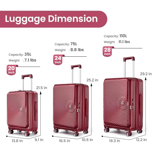 3 Piece Expandable PC Hard Shell Luggage Set with Spinner Wheels J356191