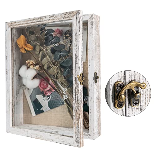 11x14 Shadow Box Frame with Linen Back, Real Glass Door, Rustic Black E962