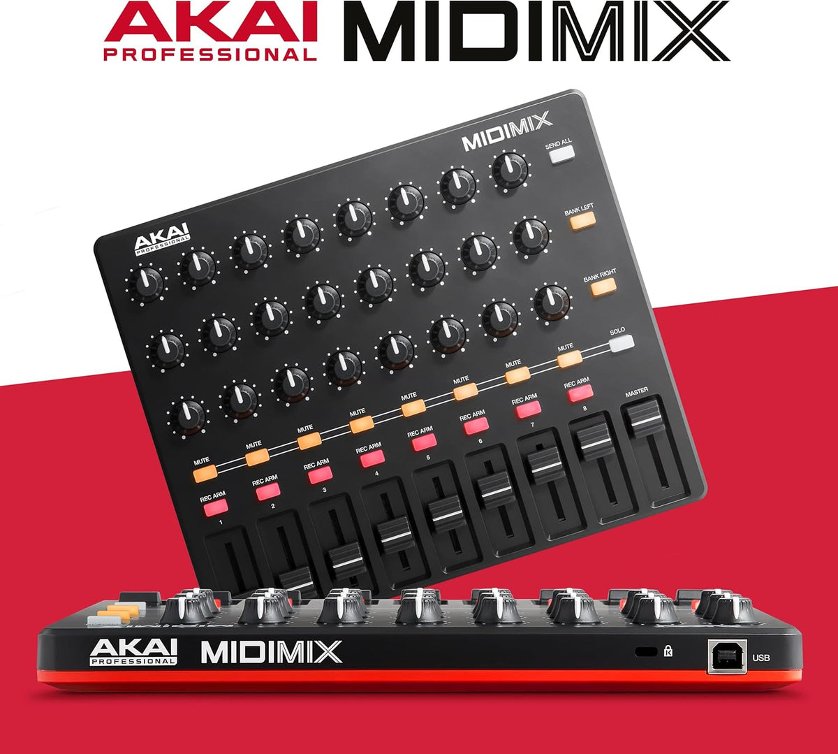 USB MIDI Controller Mixer with Assignable Faders, 24 Knobs, 16 Buttons K4074