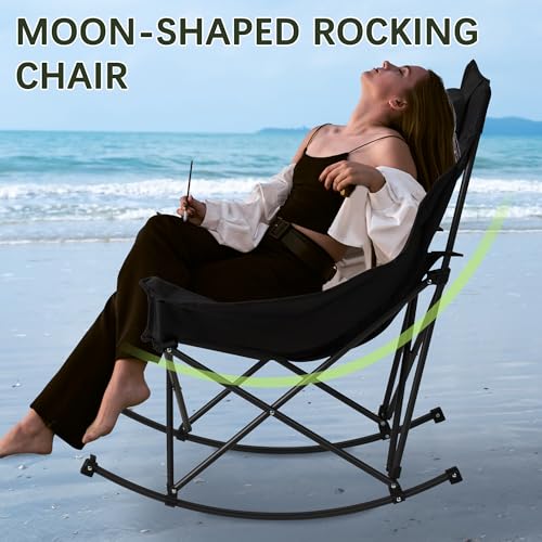 Oversized 400lbs Capacity 600D Oxford Rocking Camping Chair with Cup Holder A30838