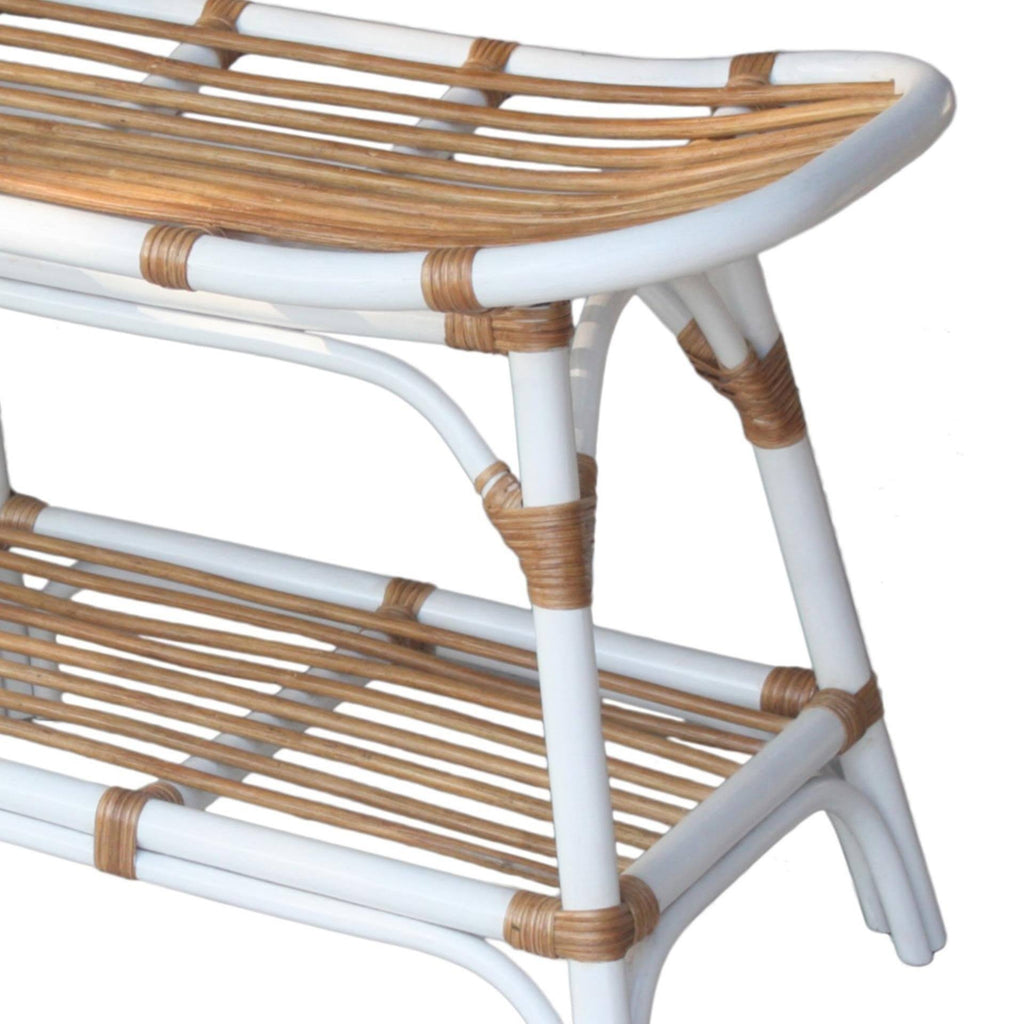 Rattan Bench with Shelf I8486
