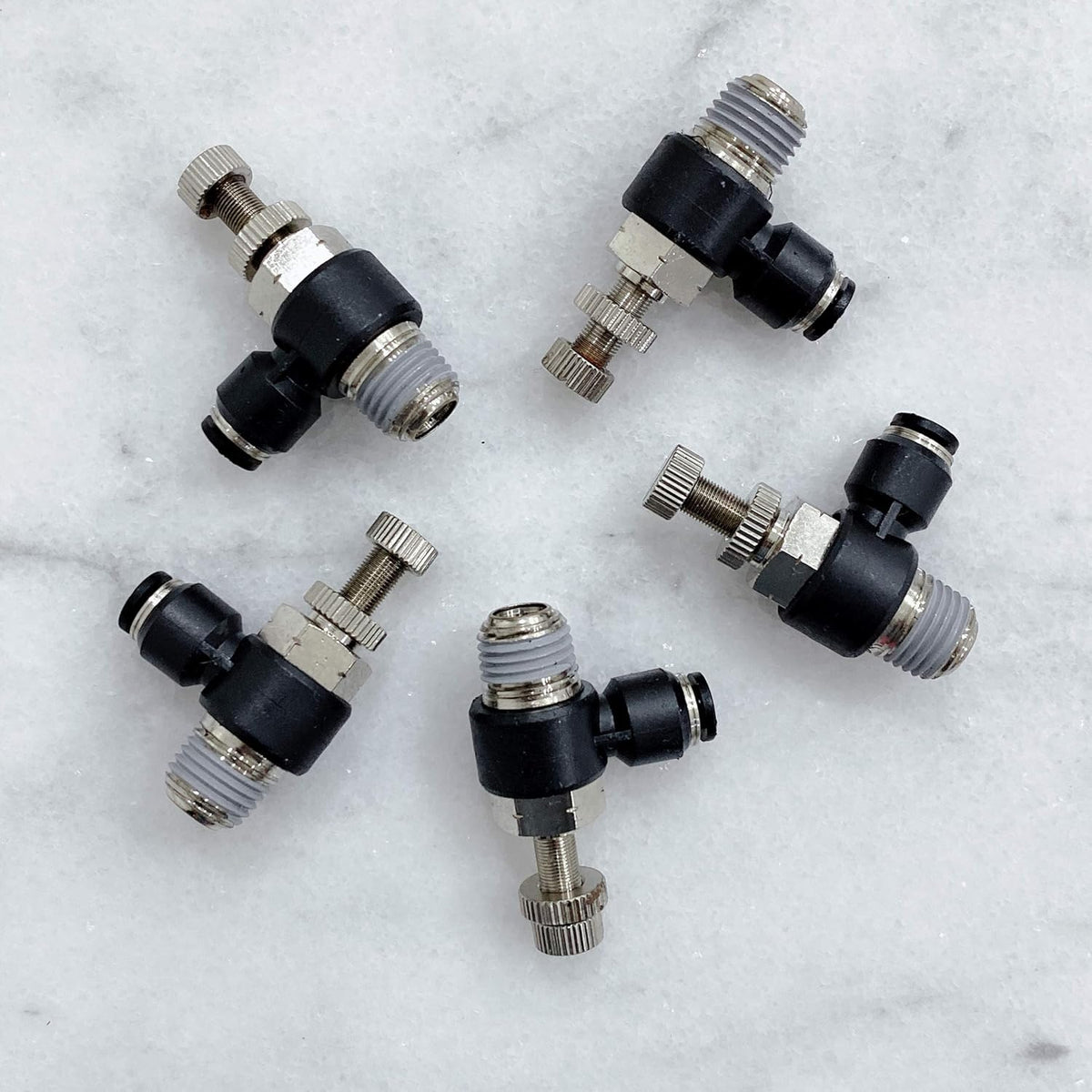 Pneumatic Speed Controller Elbow 1/2 Tube OD x 1/2 NPT Thread Air Push to Connect Fittings (Pack of 5) Q43006