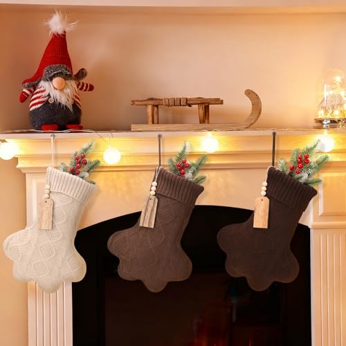 3 Pack 6 inch Knitted Christmas Stockings with Tag G151