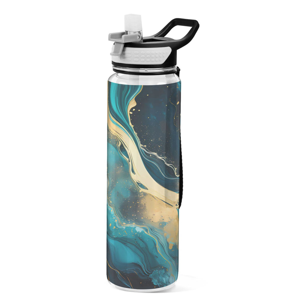 Green Marble and Golden 32oz Tritan Leakproof Sports Bottle with Straw X416717
