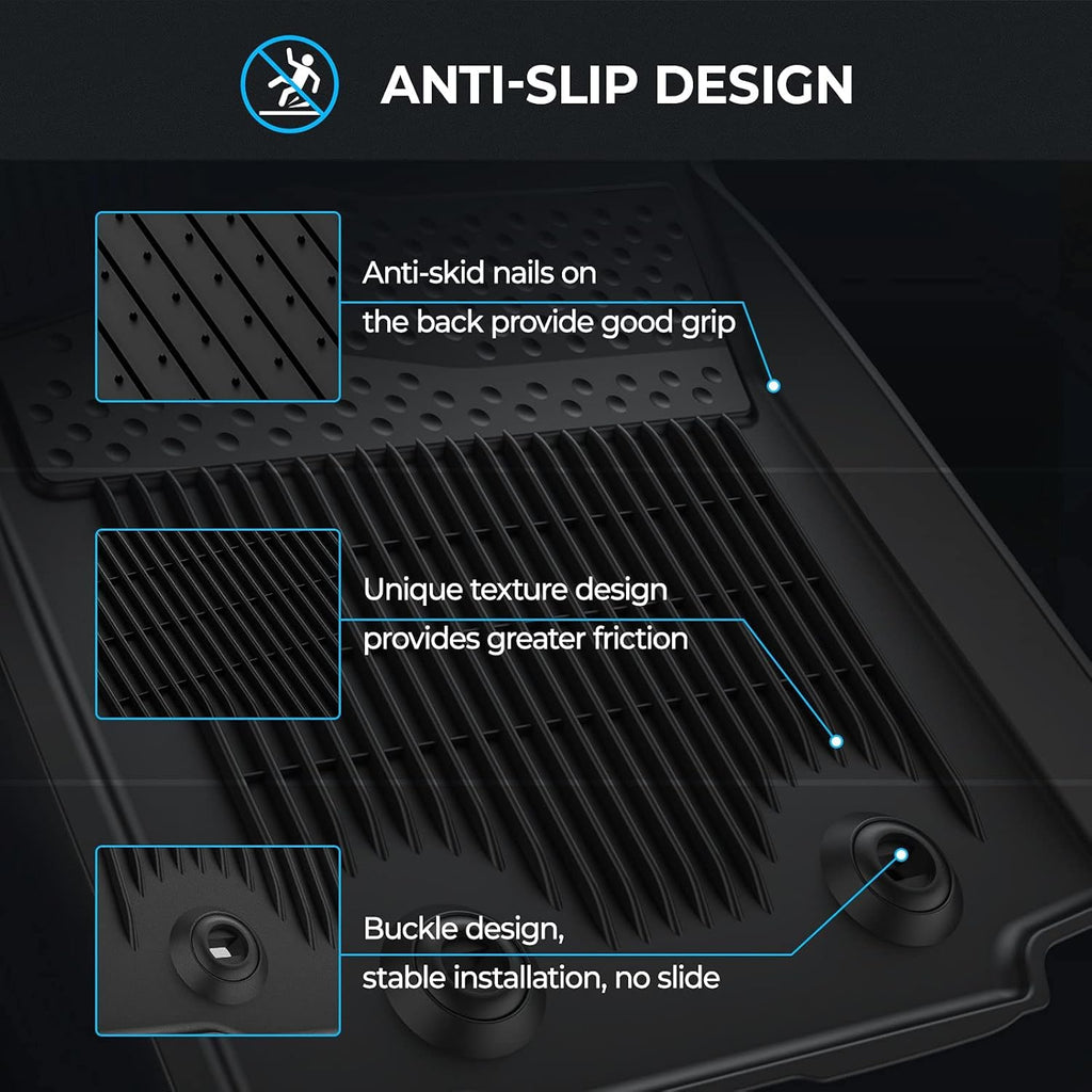 Black All-Weather Heavy Duty TPE Rubber Floor Mats Liners H626809