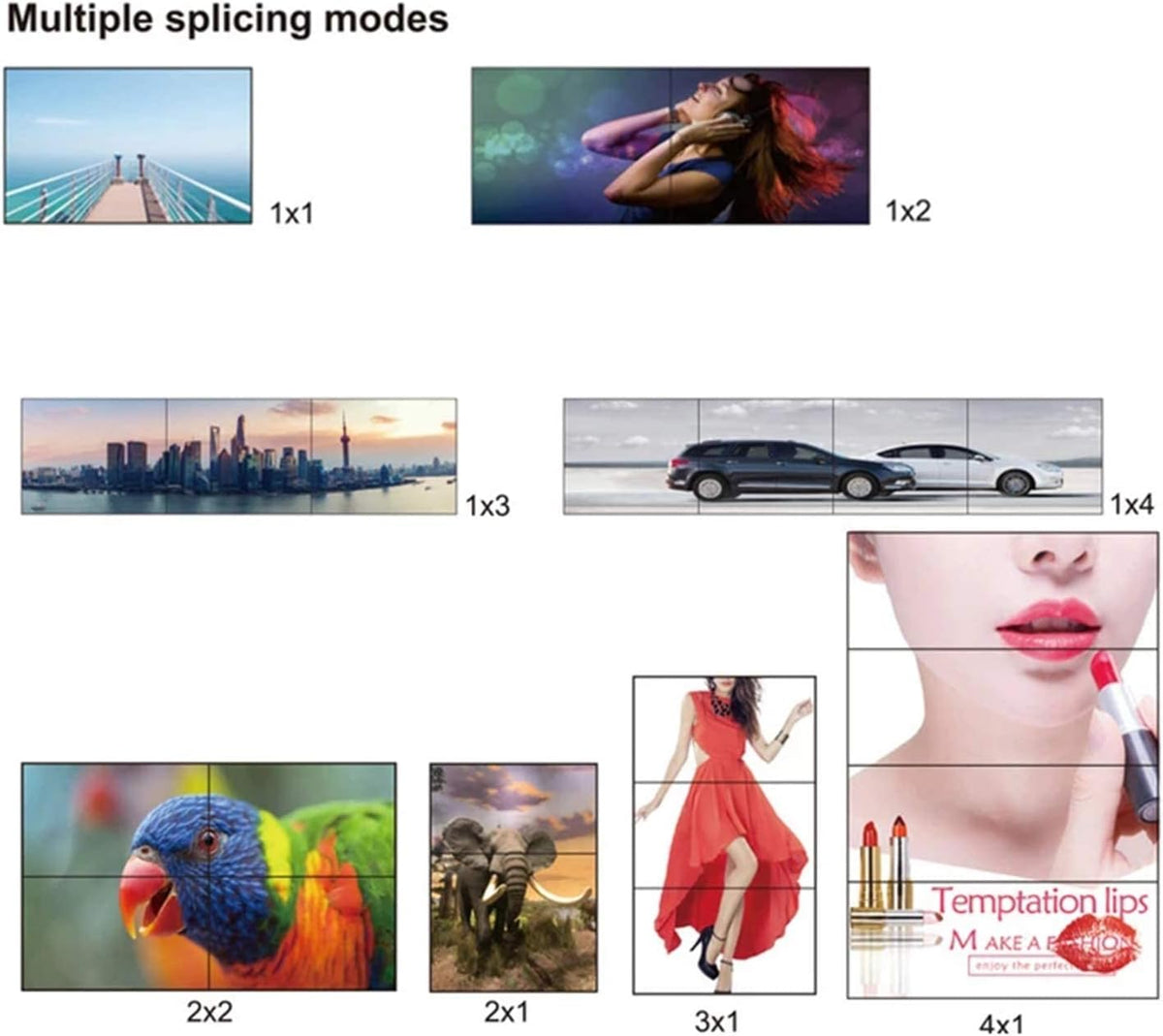 4K 2x2 Video Wall Controller Splitter, 4X1 Quad Viewer, 1 HDMI/DVI Input, 4 HDMI Output J88239