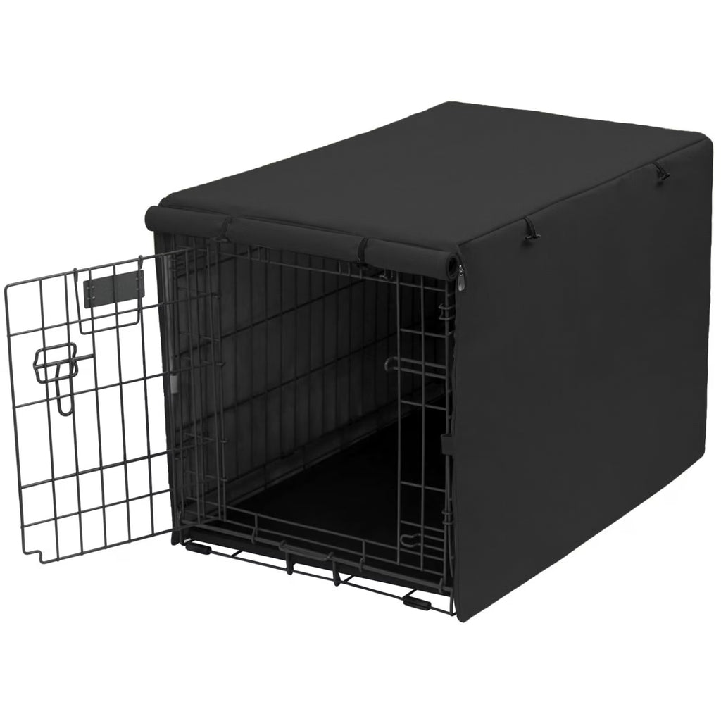 Black Waterproof Dog Crate Cover with Felt Mat Q892056