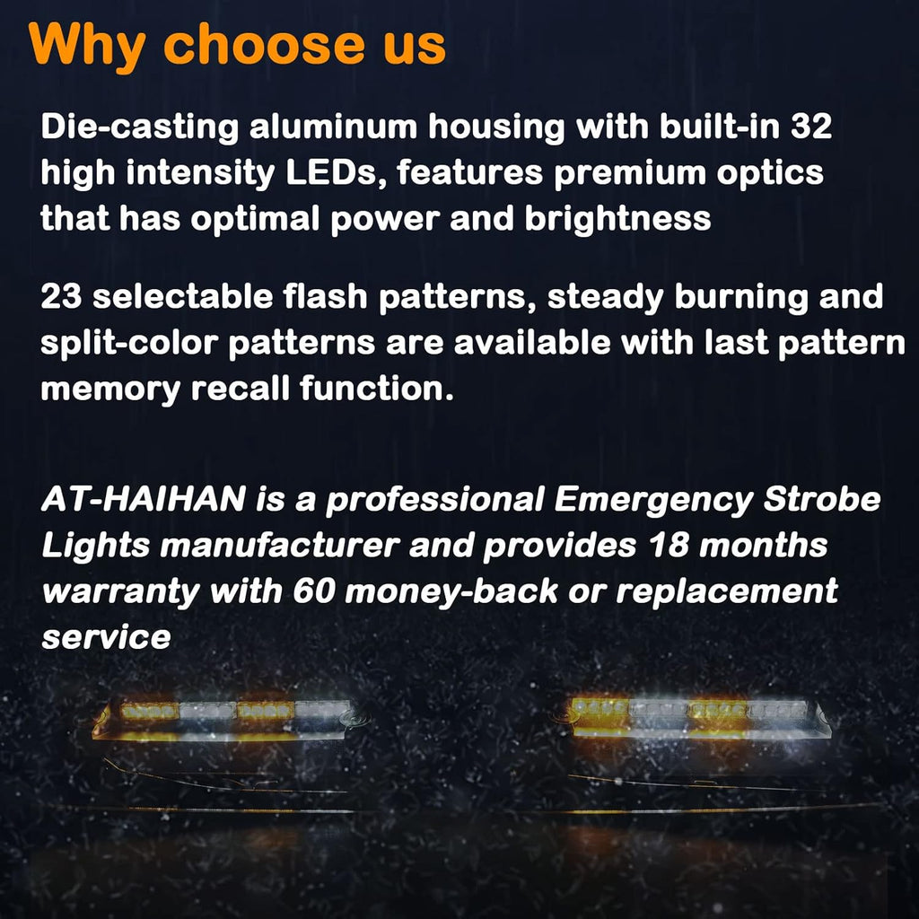 2-in-1 LED Strobe Amber White Emergency Dash Light Bars Pack of 2 Z957999