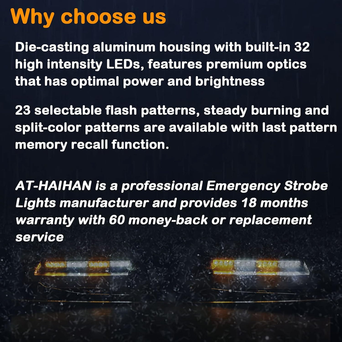 2-in-1 LED Strobe Amber White Emergency Dash Light Bars Pack of 2 Z957999