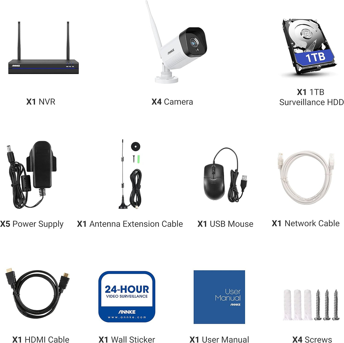 8CH Wireless Security Camera System with 1TB HDD and 4 1080P Outdoor Cameras D33163