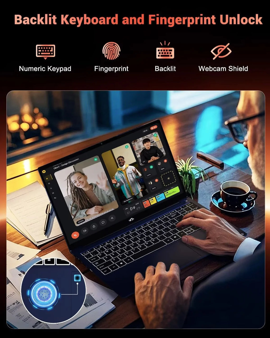 15.6" Gaming Laptop IPS FHD AMD Ryzen 7 8745HS Radeon 780M GPU 32GB DDR5 RAM 2TB SSD 100W Type-C Fingerprint USB-C 4.0 Backlit Keyboard C581