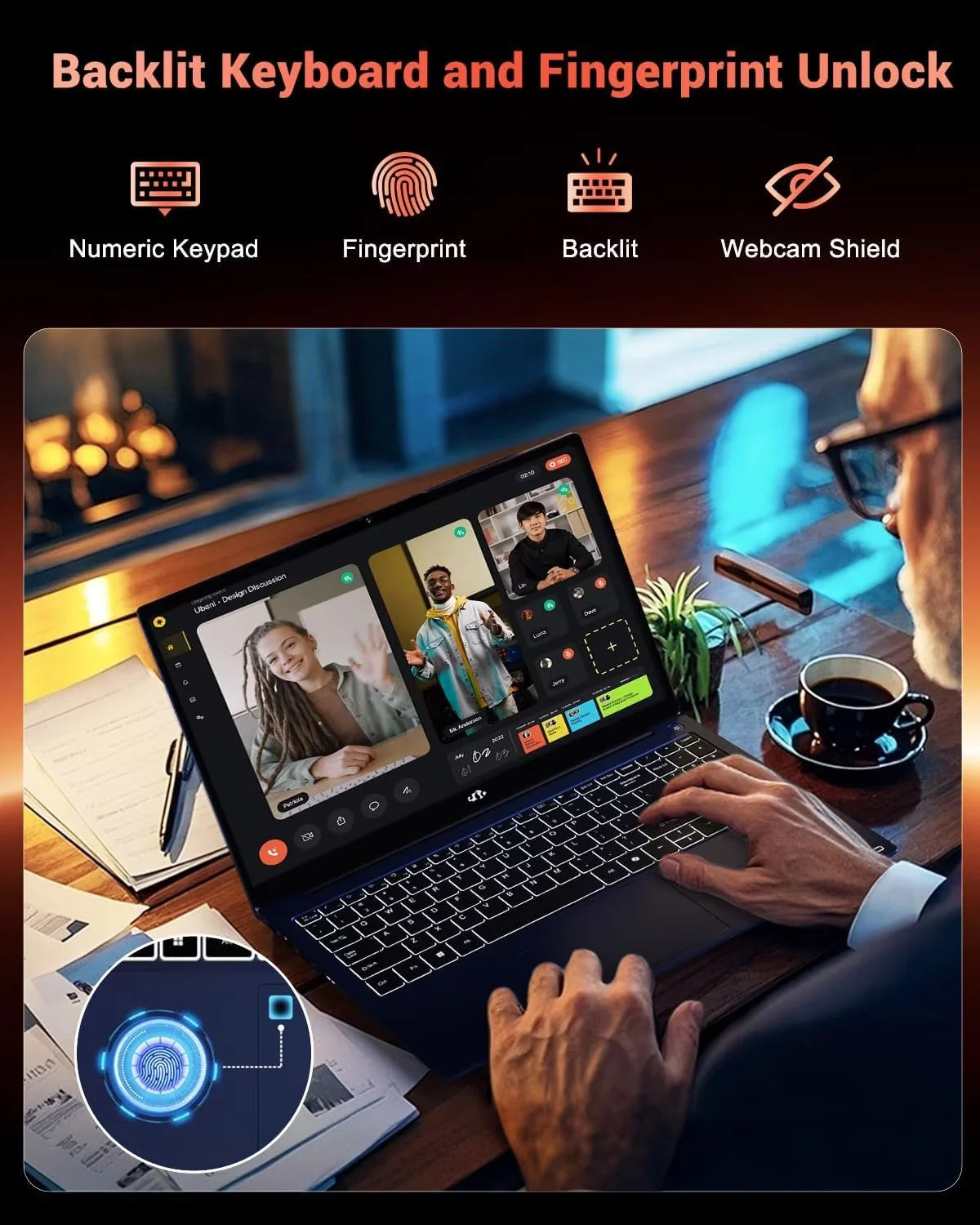 15.6" Gaming Laptop IPS FHD AMD Ryzen 7 8745HS Radeon 780M GPU 32GB DDR5 RAM 2TB SSD 100W Type-C Fingerprint USB-C 4.0 Backlit Keyboard C581