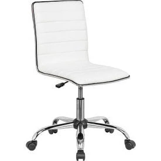 White Synthetic Leather Armless Chair S7783