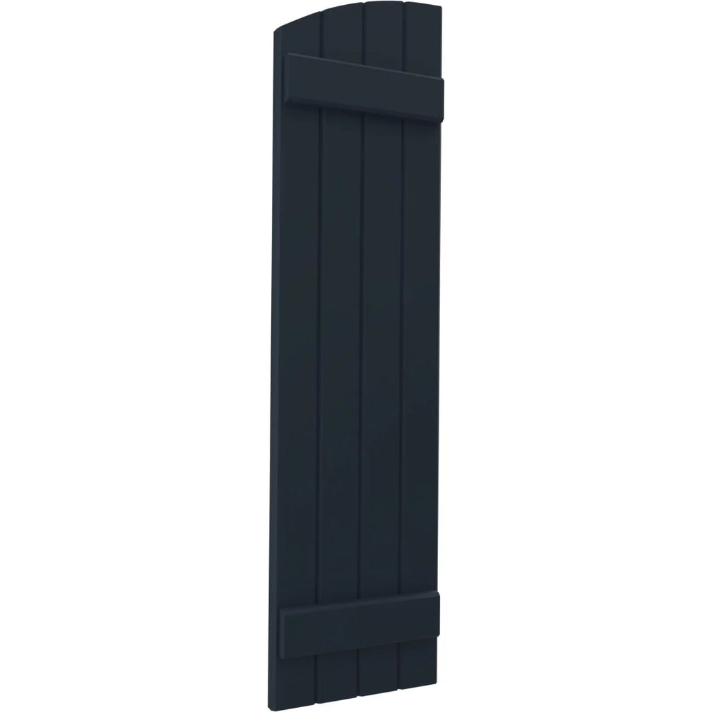 14"W x 58"H Real Wood Board-n-Batten Shutters with Elliptical Top, Starless Night Blue P919855