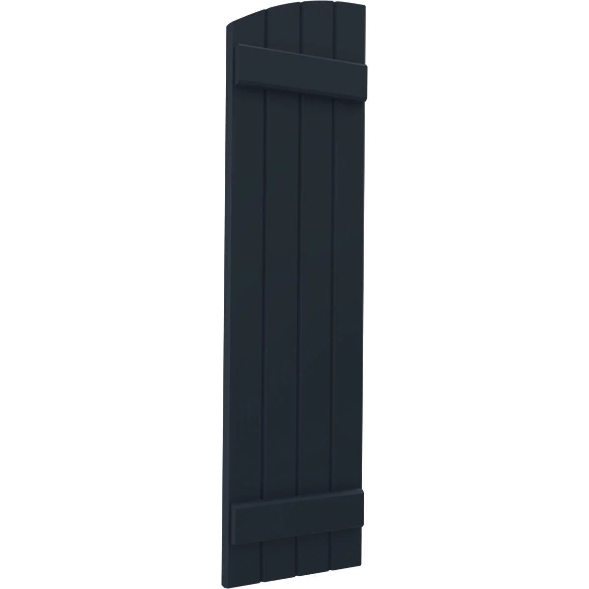 14"W x 58"H Real Wood Board-n-Batten Shutters with Elliptical Top, Starless Night Blue P919855