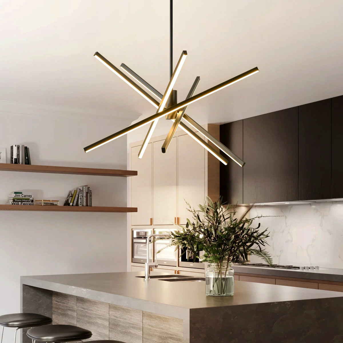 5-Light Aluminum Dimmable LED Linear Chandelier X4369