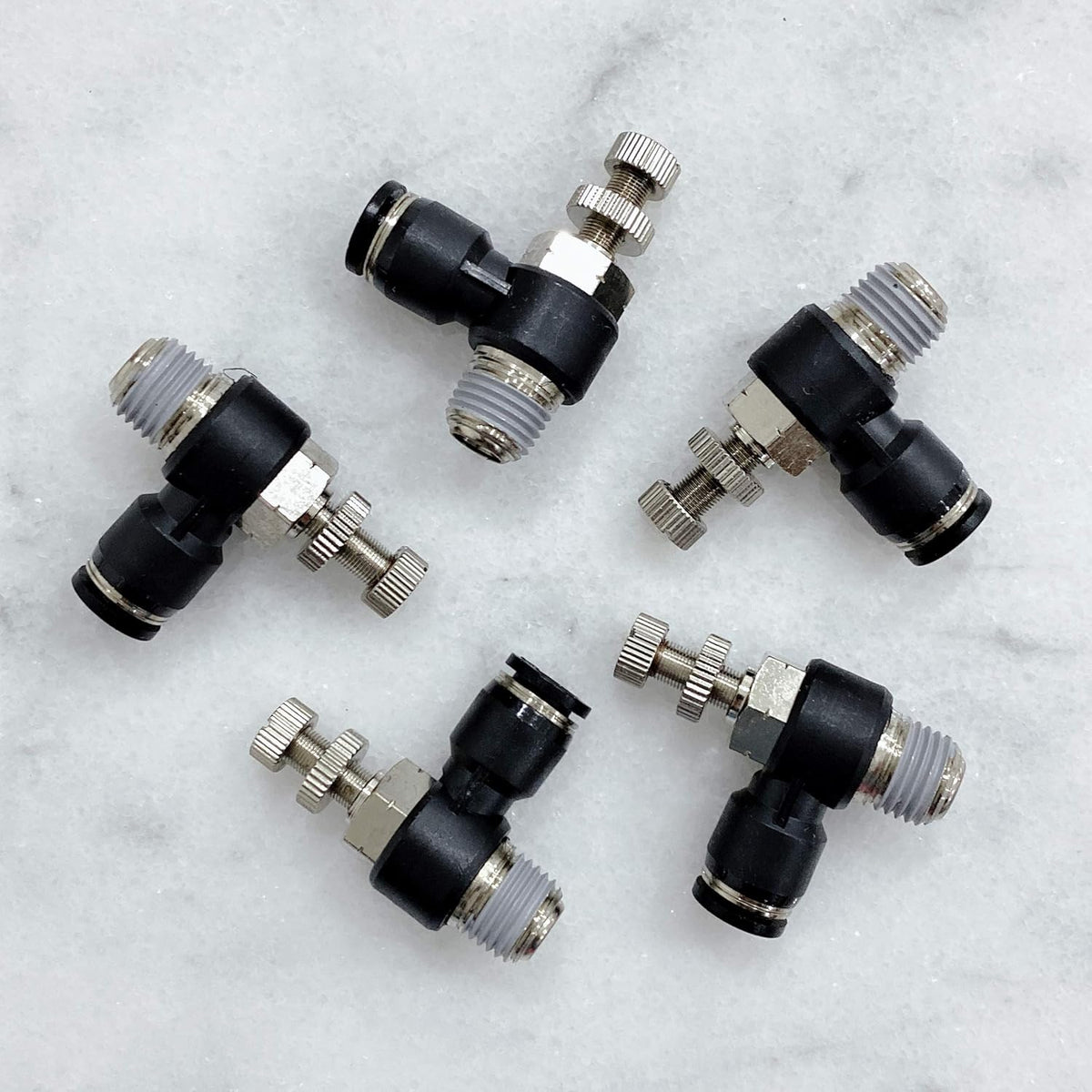 Pneumatic Speed Controller Elbow 1/2 Tube OD x 1/2 NPT Thread Air Push to Connect Fittings (Pack of 5) Q43006