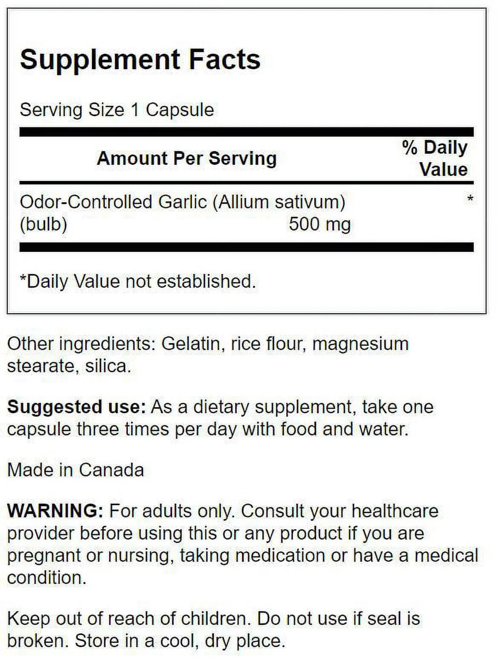 Garlic 500 mg 200 Capsules P1289