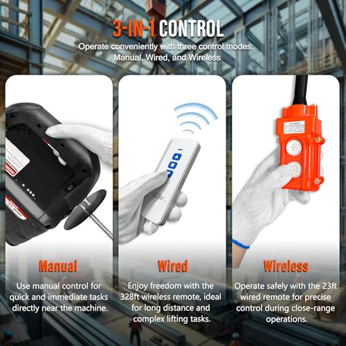 1100lbs Portable Electric Hoist Winch with Wire Remote Control P425
