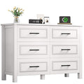 White Walnut 6 Drawer Wood Dresser E743621