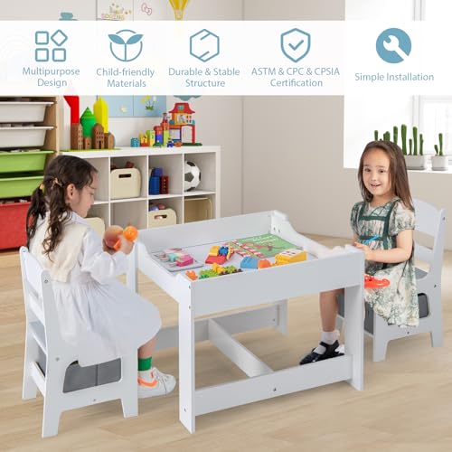 Pink Kids Table and Chair Set with Storage O89029