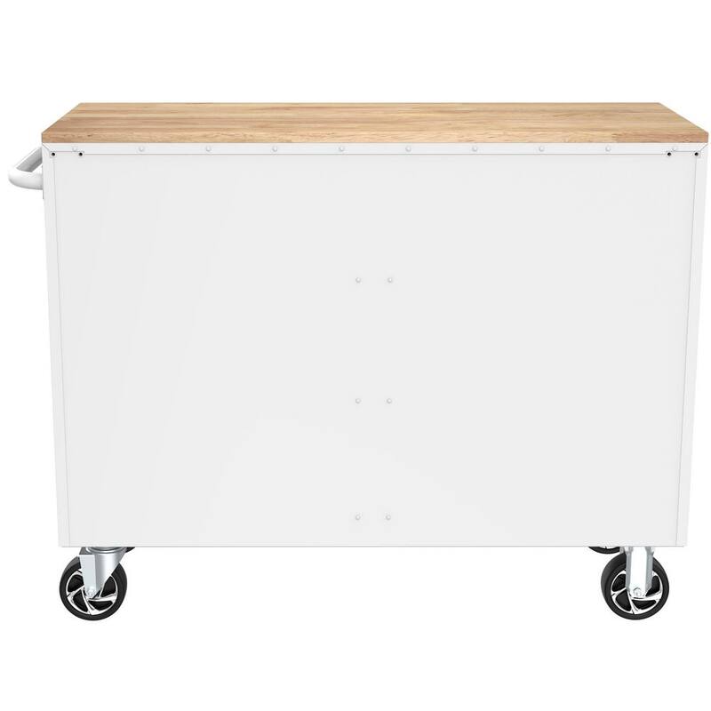 46 in. Gloss White Mobile Workbench Cabinet Q669