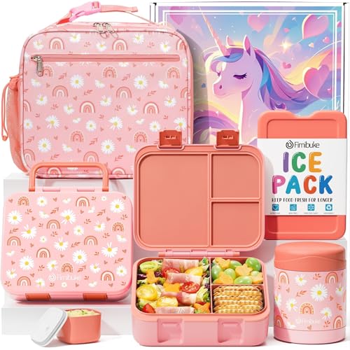 Bento Lunch Box with Thermos, 32OZ Snack Container, Insulated Bag, Food Jar, Ice Pack Set F3315
