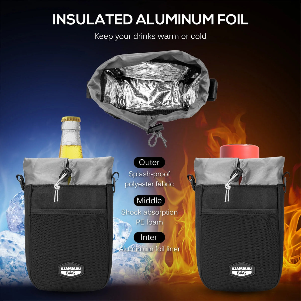 Insulated Bicycle Handlebar Water Bottle Holder Bag B334050