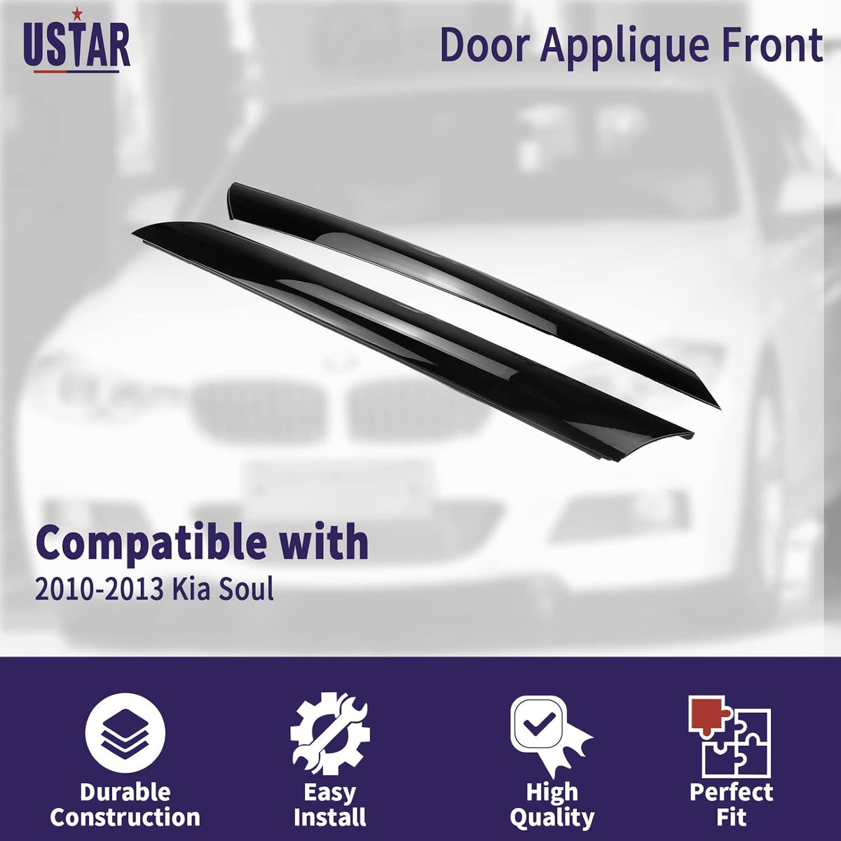 Gloss Black Windshield Pillar Trim Panel Molding Pack of 2 A706433