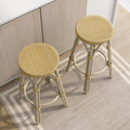 Round Wicker Patio Stools Set of 2 G946